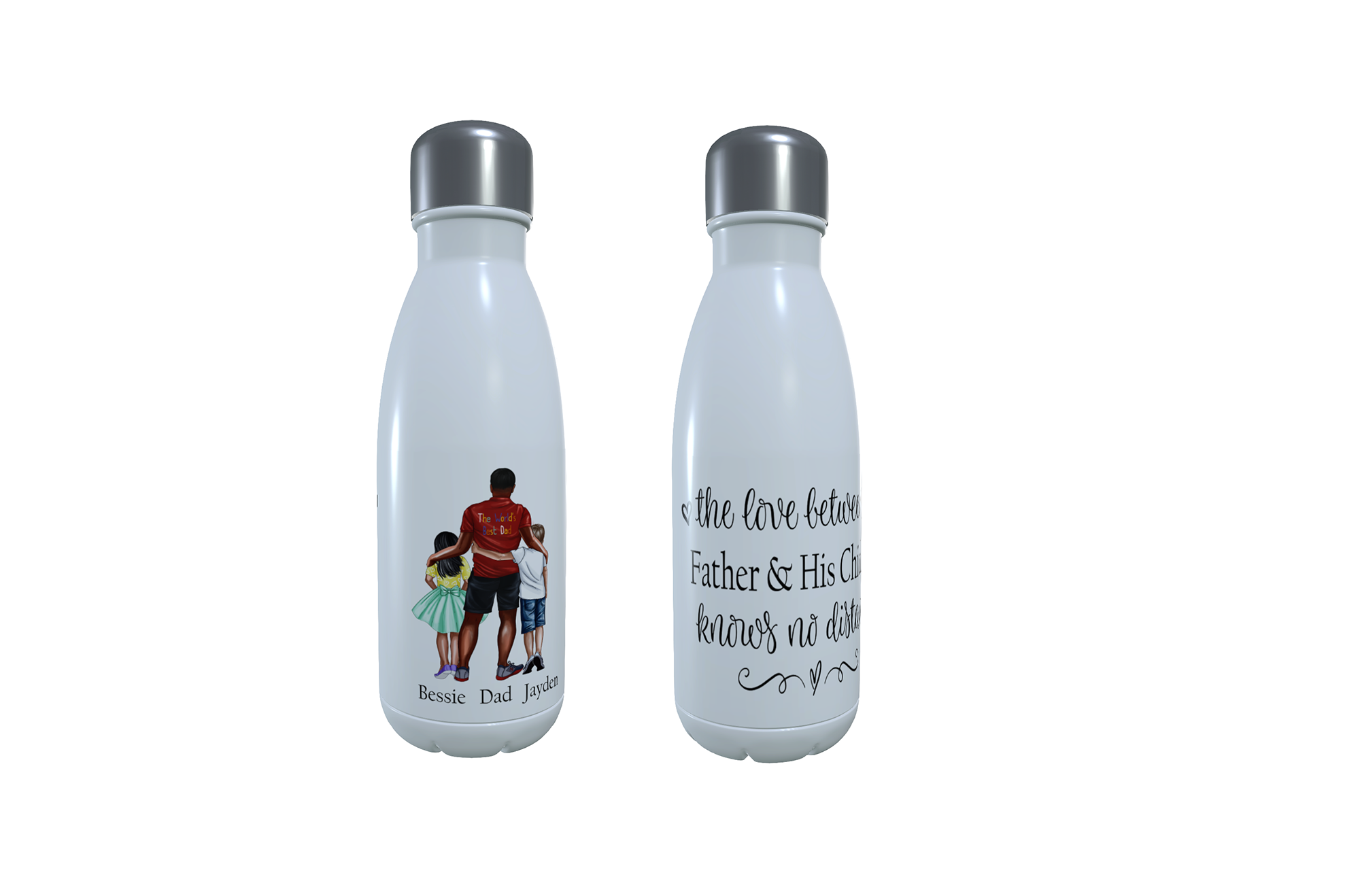 Father & Children Water Bottle, Personalised Fathers Day Gift